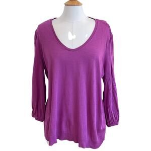 J. Jill Wearever Silk Blend Blouson Sleeve Sweater, Purple, Size 2X